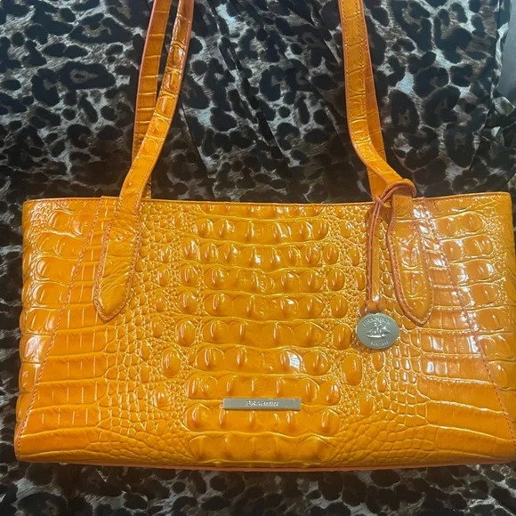 Bright Tonya Orange Croc-Embossed Tote Bag - Picture 1 of 6